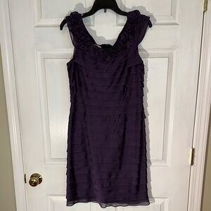 London Times Deep Purple Layered Mini Dress size 12